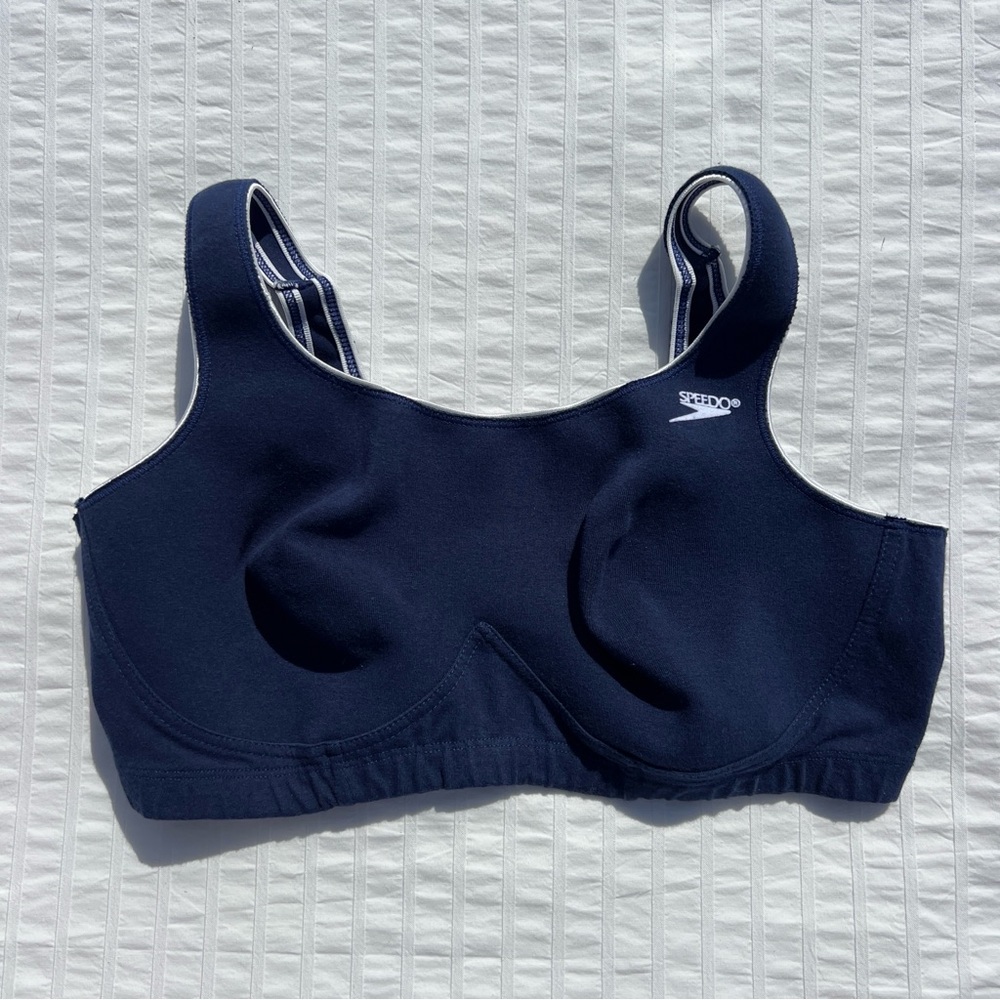 VTG 90s Speedo Navy Blue Logo Sports Bra, 38C